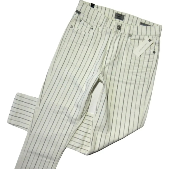 Citizens of Humanity Rocket Crop High Rise Skinny Jean's Ivory/Black Stripe NWT - Picture 3 of 14